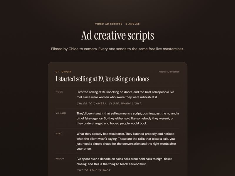 Ad creative scripts preview